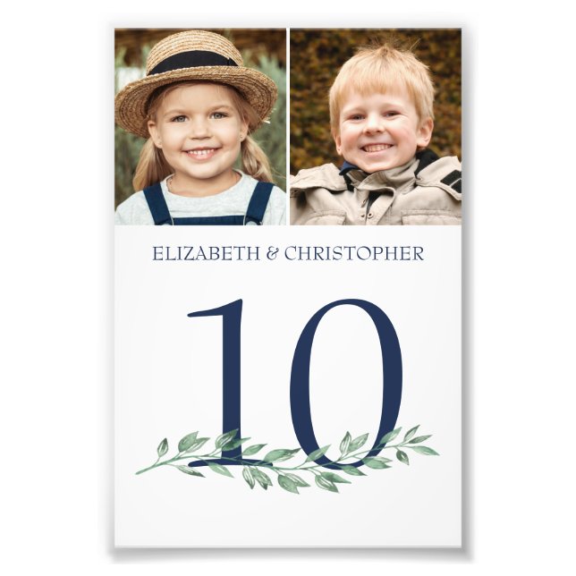 Genom Years Photos Bröllop Bordsnummer Sign Fototryck (Framsidan)