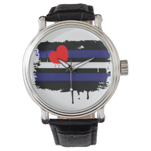 GENOMBLÖT LÄDERFLAGGA - .PNG ARMBANDSUR