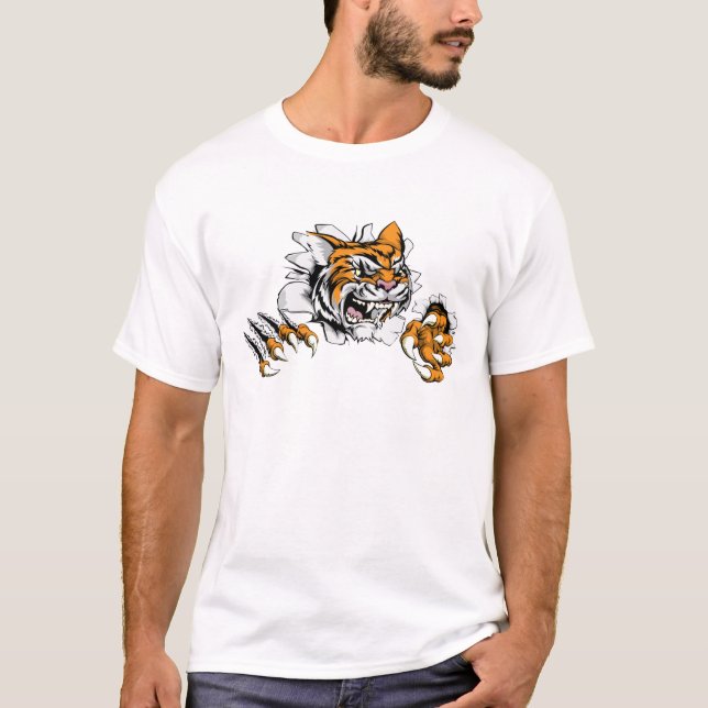 Genombrott för tigermaskotklo t-shirt (Framsida)