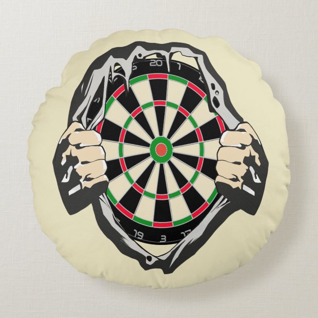 Genombrott till Bullseye - Ultimate Dartboard Rund Kudde (Framsidan)
