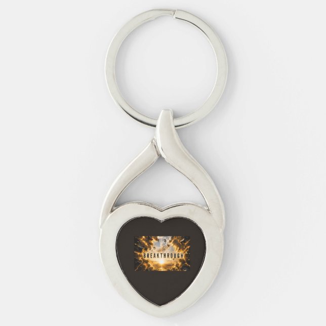 Genombrott Twisted Heart Silverfärgad Nyckelring (Framsidan)