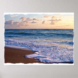 Genomdränkt Florida strand på soluppgången Poster