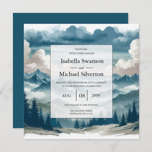 Genomför Misty Gräs Bröllop Inbjudningar (Fram/baksida)