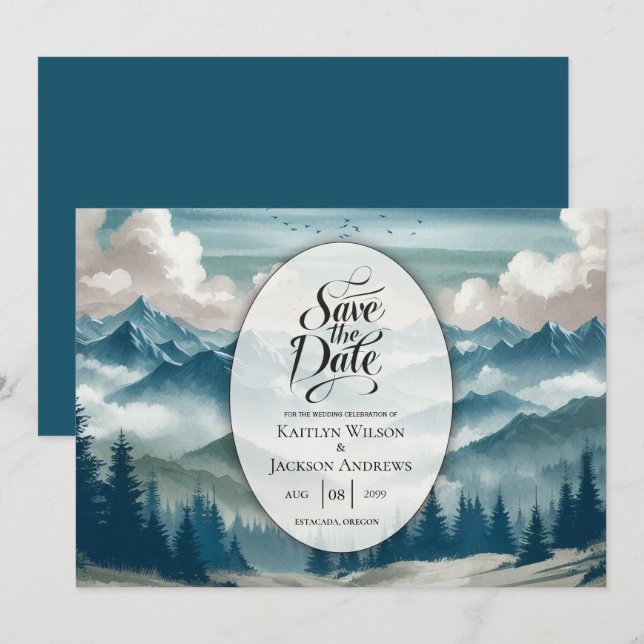 Genomför Misty Gräs Bröllop Spara Datumet (Fram/baksida)