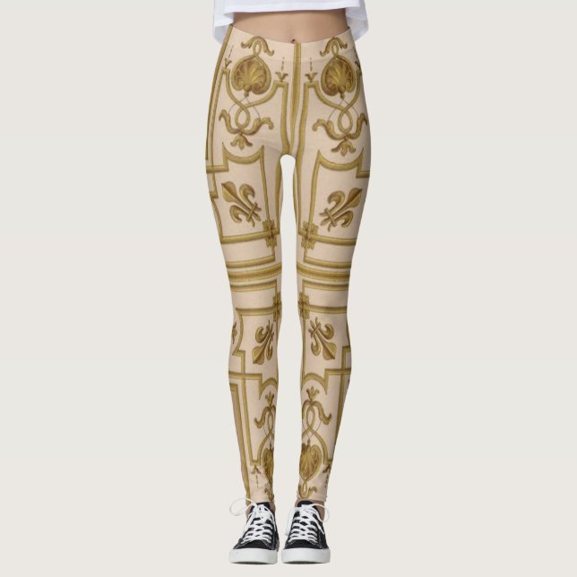 genomskinlig baroque guld-utskrift leggings (Framsida)