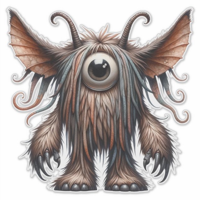 Genomskinlig enfärgad monsteretikett klistermärken (Framsida)