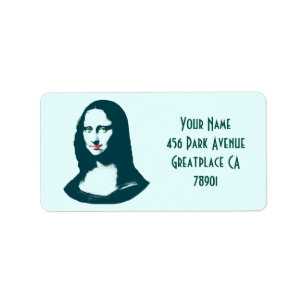 Genomskinlig etikett för popkonstMona Lisa adress Adressetikett