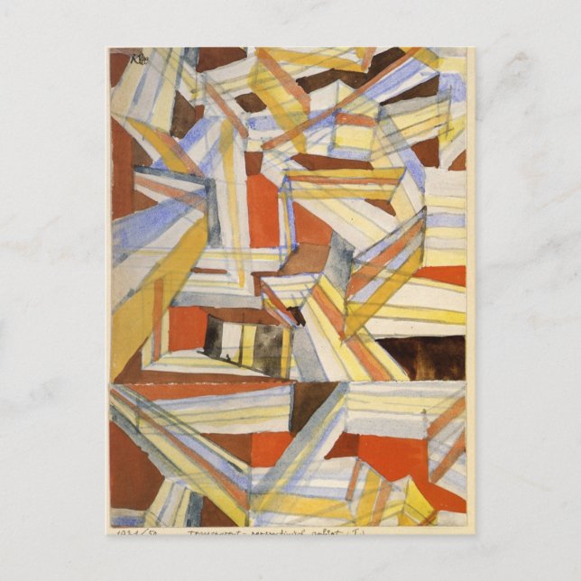 Genomskinlig i perspektiv Grooved av Paul Klee Vykort (Framsida)