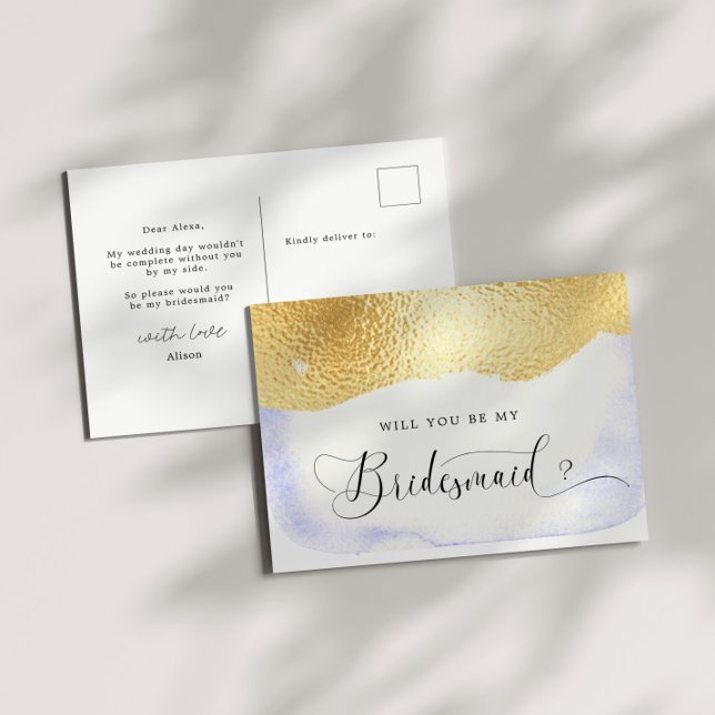 Genomskinlig inbjudan till Blue Faux Foil Bridesma (Skapare uppladdad)