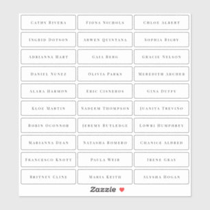 Genomskinlig klassisk gäst namn för enkel elegant klistermärken