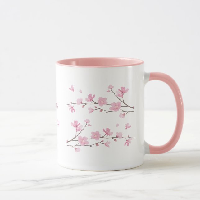 Genomskinlig körsbärsröd blommar - mugg (Höger)