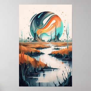 Genomskinlig marktning: Futuristiska Vattenfärgsmä Poster