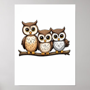 Genomskinlig nedladdning av Png 3Cute Little Uggla Poster