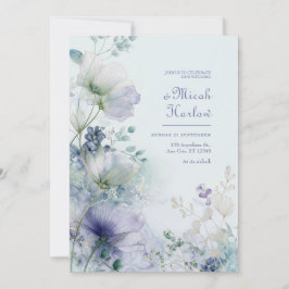 Genomskinlig Periwinkle Dim Botanisk Kant Inbjudningar