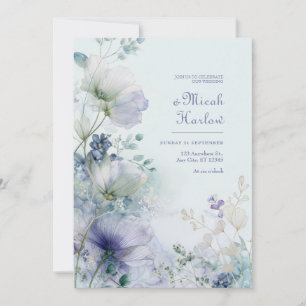 Genomskinlig Periwinkle Dim Botanisk Kant Inbjudningar