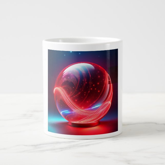 Genomskinlig Reflekterande Röd Glob Med Stjärnexpl Jumbo Mugg (Framsidan)
