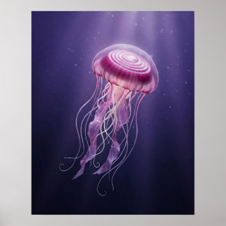 Genomskinlig röd lök manet poster