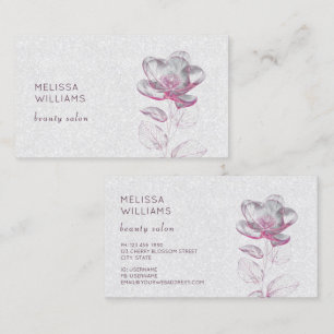 Genomskinlig Rosa Blank Metallisk Blomma Visitkort