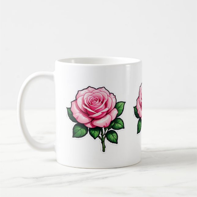 Genomskinlig Rosa ros-färgremssymbol Kaffemugg (Vänster)