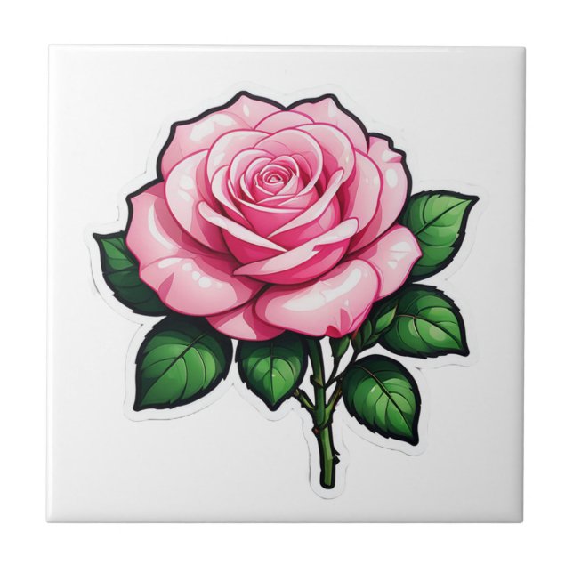 Genomskinlig Rosa ros-färgremssymbol Kakelplatta (Framsidan)