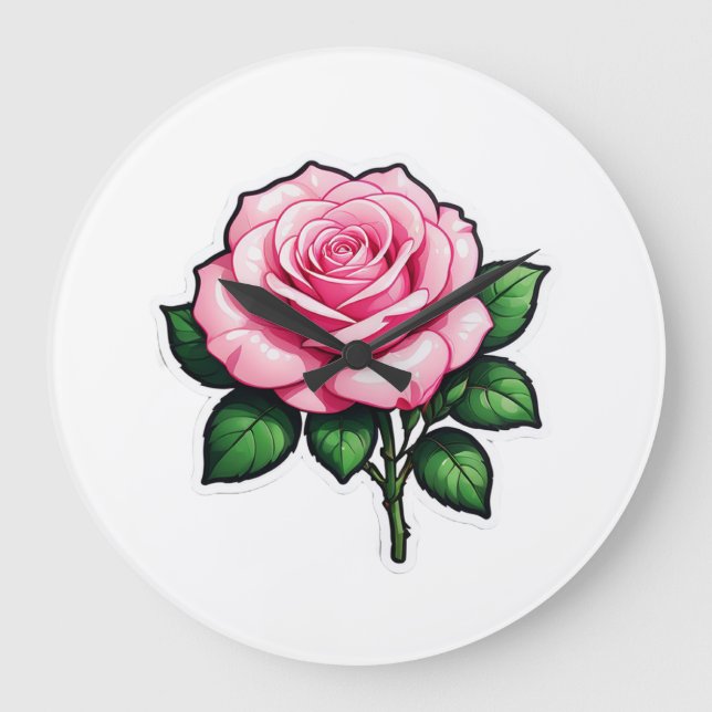 Genomskinlig Rosa ros-färgremssymbol Stor Klocka (Framsida)