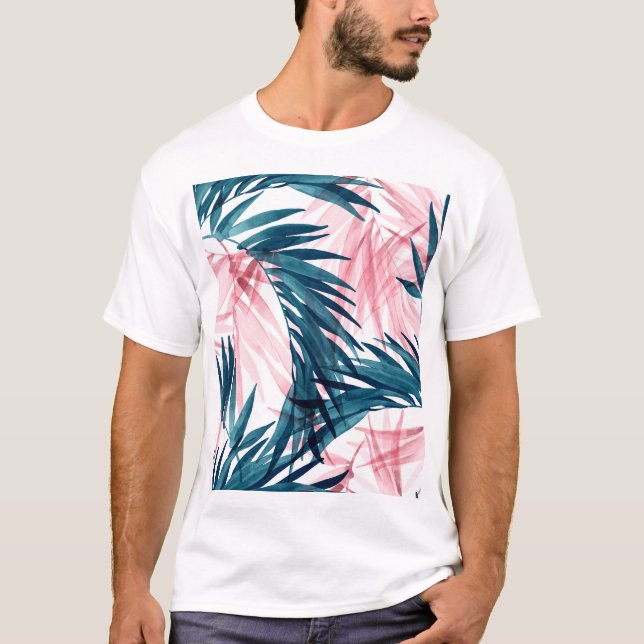 Genomskinlig Tropical: Abstrakt Blommigt Watercolo T Shirt (Framsida)