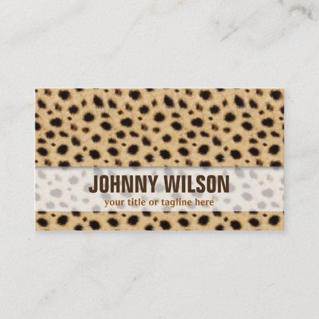 Genomskinlig vit för stilfullt Leppard tryck Visitkort (Framsida)
