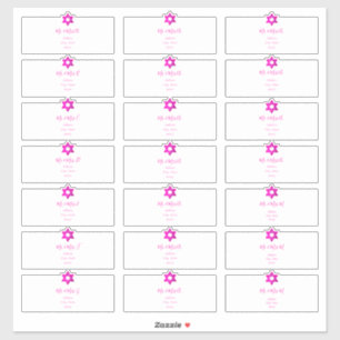 Genomskinliga gästAdressetiketter, Shock rosa Klistermärken