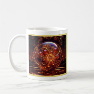 Genomskinligt glas Boll Fractal av gyllene och Gul Kaffemugg