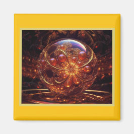 Genomskinligt glas Boll Fractal av gyllene och Gul Magnet