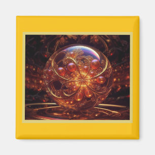 Genomskinligt glas Boll Fractal av gyllene och Gul Magnet