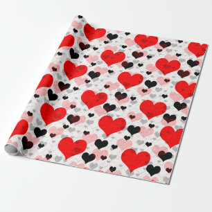 Genomskinligt rött svart Kärlek Shape Heart Presentpapper