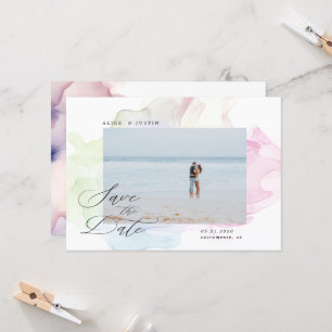 Genomskinligt Silke Modern Photo Save Date Inbjudningar