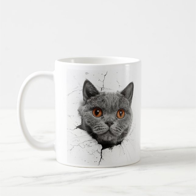 Genomströmning - Nyfiken katt Kaffemugg (Vänster)