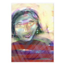 Genomtänkt färg samtida feminint porträtt fototryck