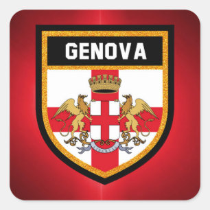 Genova Flagga Fyrkantigt Klistermärke
