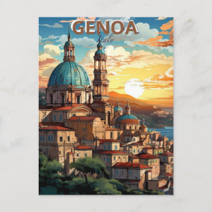 Génova, Italien, Ett vykort av en stad med och en