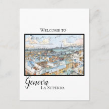 Genova la superba - panoramabort - vykort för helg