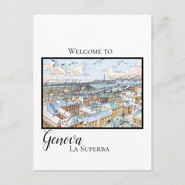 Genova la superba - panoramabort - vykort för helg (Framsida)