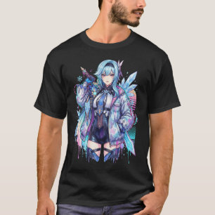 Genshin Impact Eula Vaporwave Estetik Neon Synth T Shirt