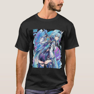 Genshin Impact Eula Vaporwave Neon Japansk Text O T Shirt