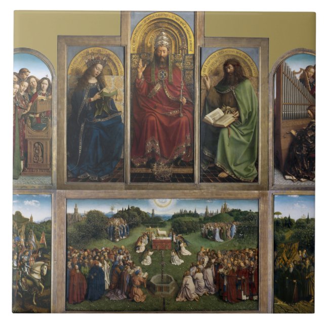 Gent Altarpart, Van Eyck Brothers Kakelplatta (Framsidan)