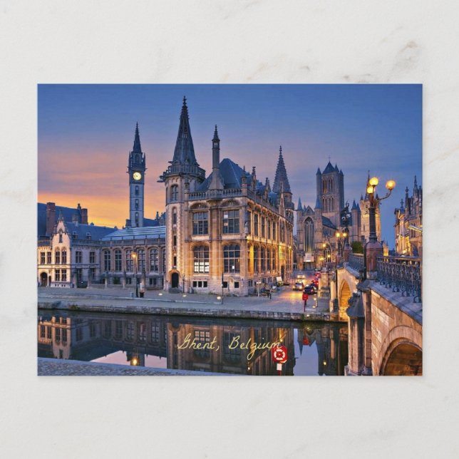 Gent, Belgien, sol Vykort (Framsida)