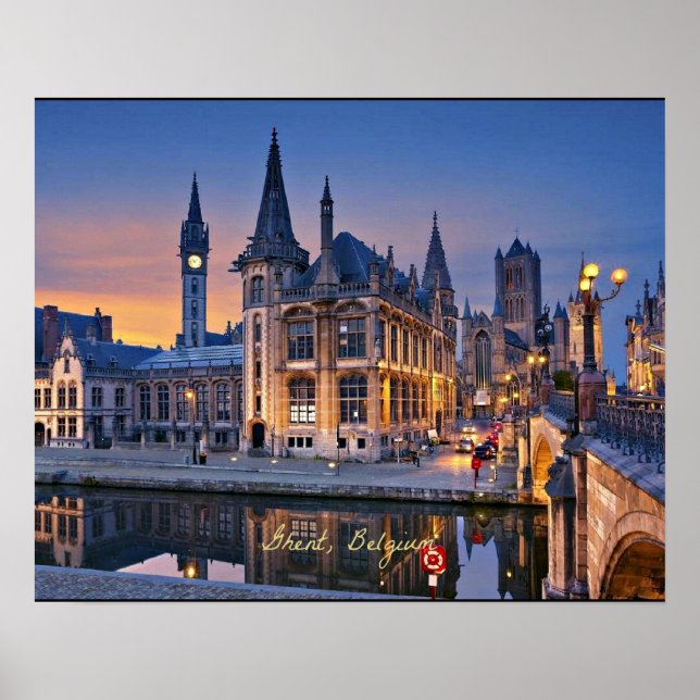 Gent, Belgien solnedgång Poster (Framsidan)