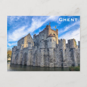 Gent Belgium Flanders Castle Travel Photo Vykort