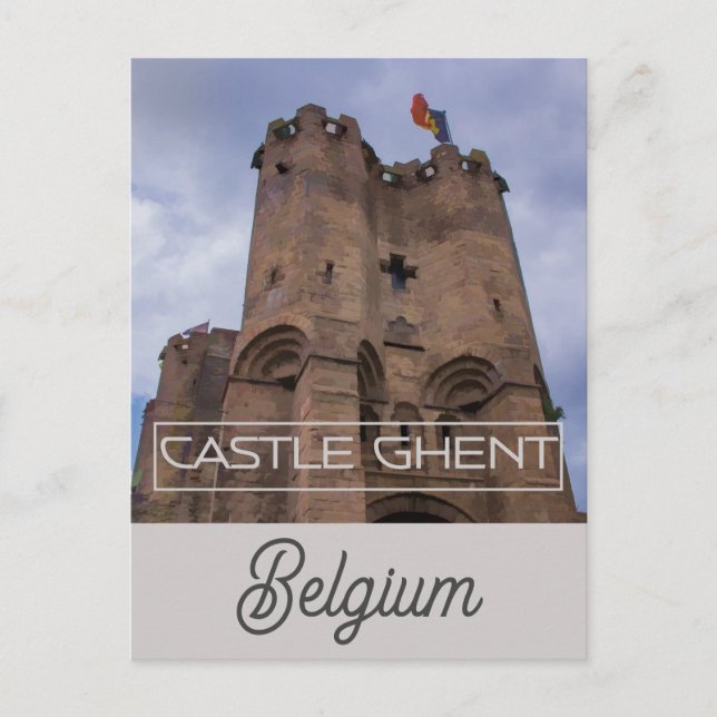 Gent Belgium Gravensteen Castle Travel Photo Vykort (Framsida)