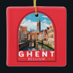 Gent Belgium Travel Art Vintage<br><div class="desc">Färgåtervektorns rörelsemodeller. Gent är välkänt för sina stora offentliga torg- och marknadsplatser,  där Vrijdagmarkt (nedan kallad Fredag-marknaden) är centrum för medeltiden.</div>