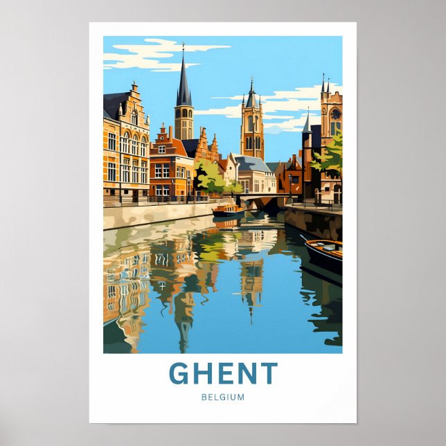 Gent Belgium Travel Skriv ut Poster (Framsidan)