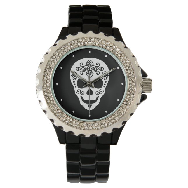 Gent Sugar Skull av Leslie Peppers Armbandsur (Framsida)