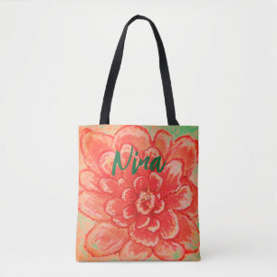 Gentemot Rosa Flower art Tygkasse
